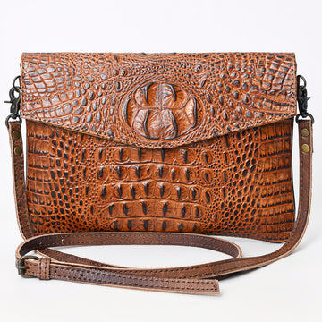American Darling Envelope Crocodile Embossed Hair on Genuine Leather Western Women Bag Handbag Purse | for Cute
